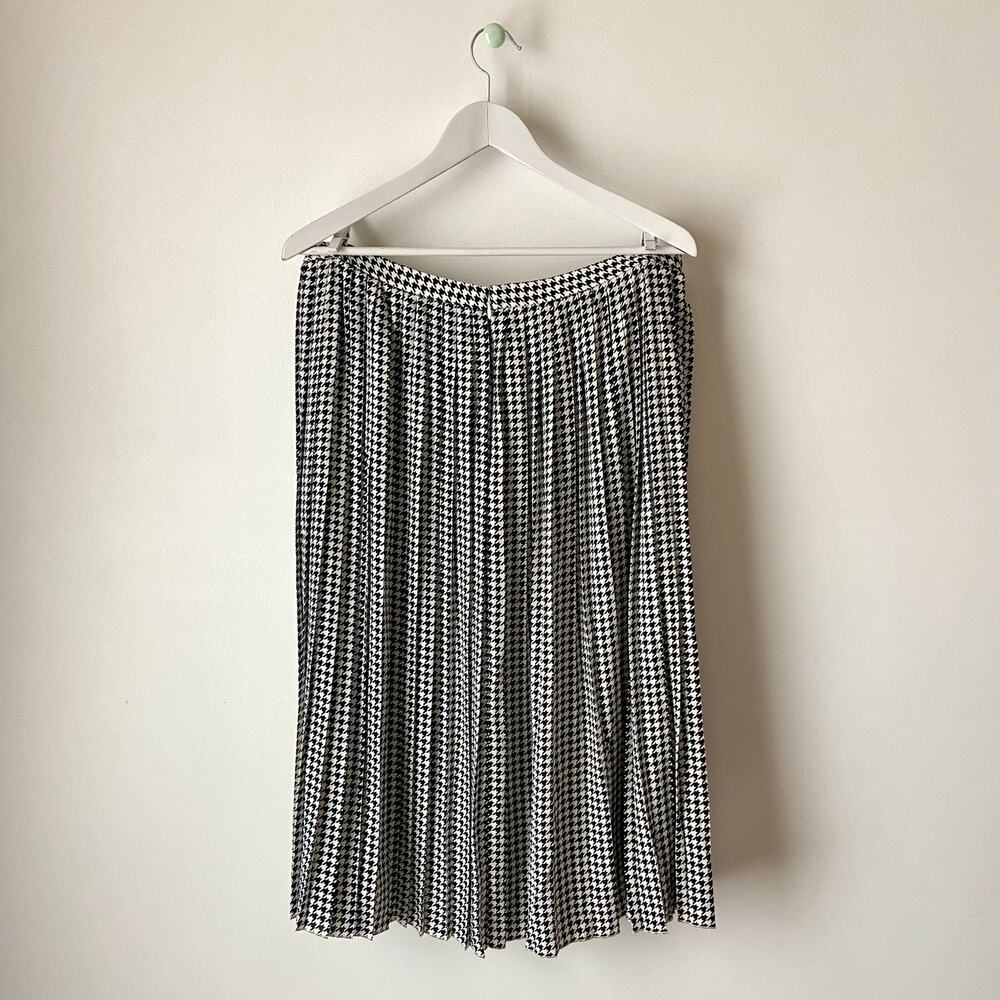 J. Crew Pleated Houndstooth Print Full Skirt Size 14 - Picture 2 of 7